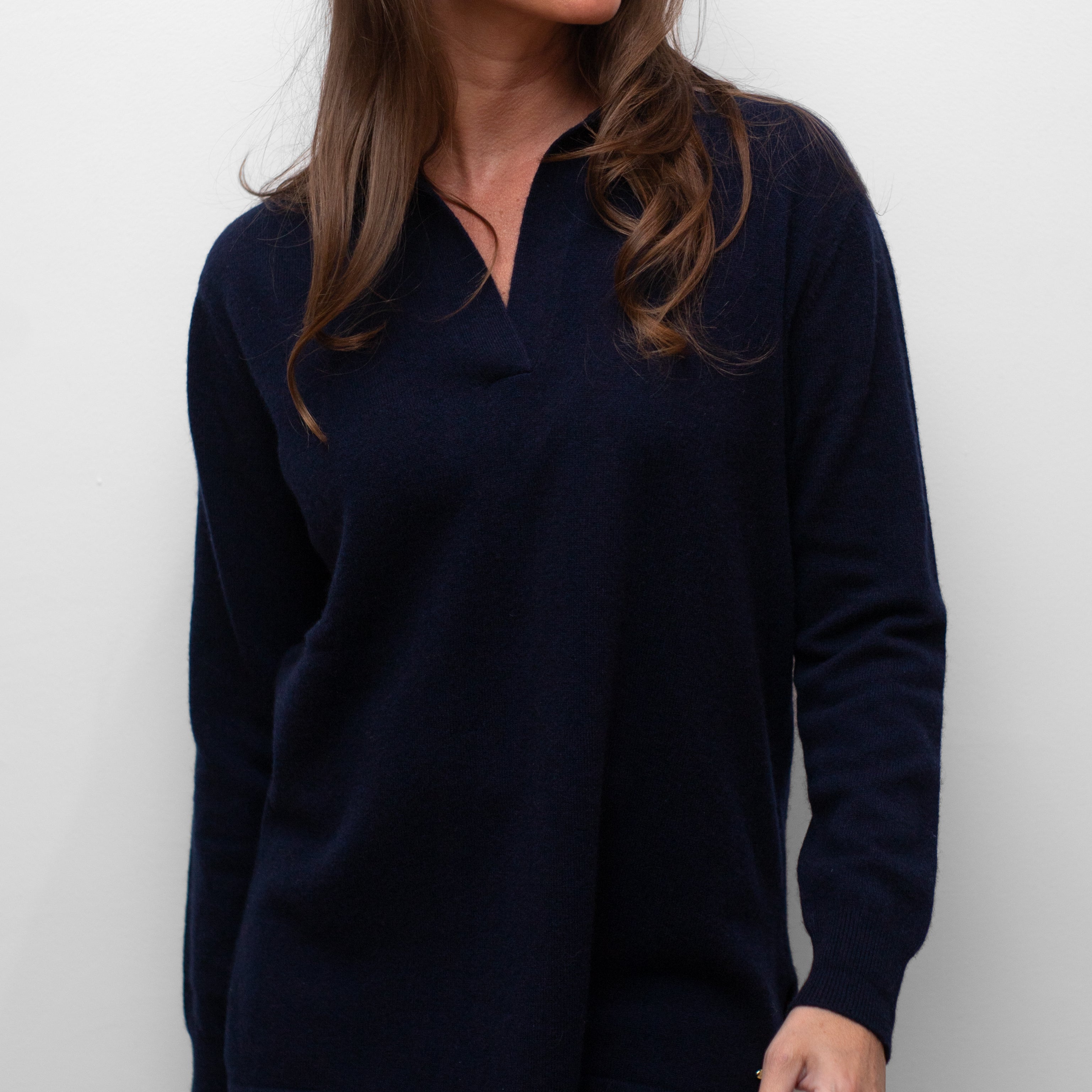 Open Polo Neck Cashmere Sweater