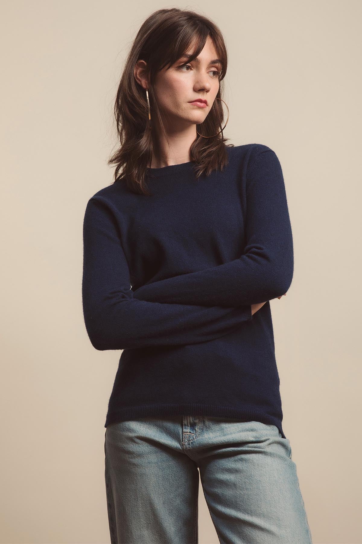 トップス BAMBOO SHOOTS INDIGO CREW NECK SWEATER BAMBOO SHOOTS INDIGO CREW NECK SWEATER