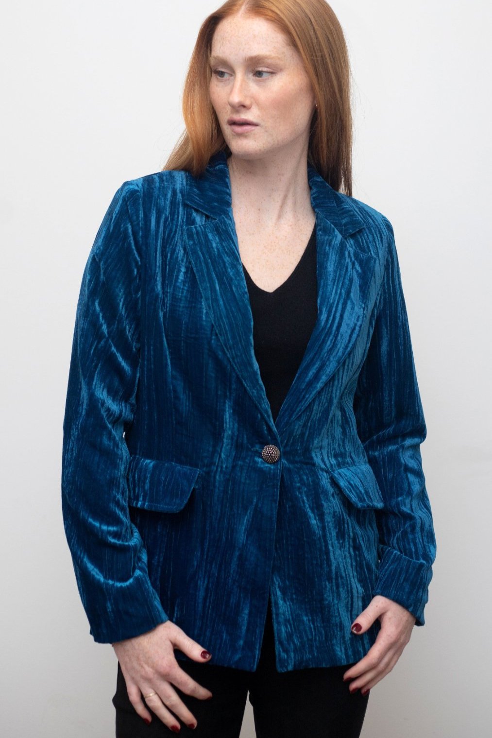 Blue blazer velvet best sale