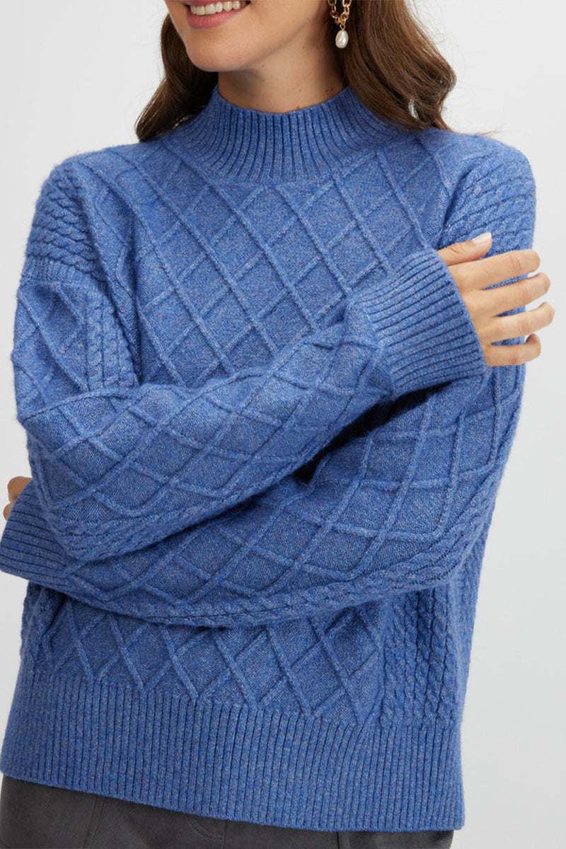 Mock Neck Cable Knit Sweater
