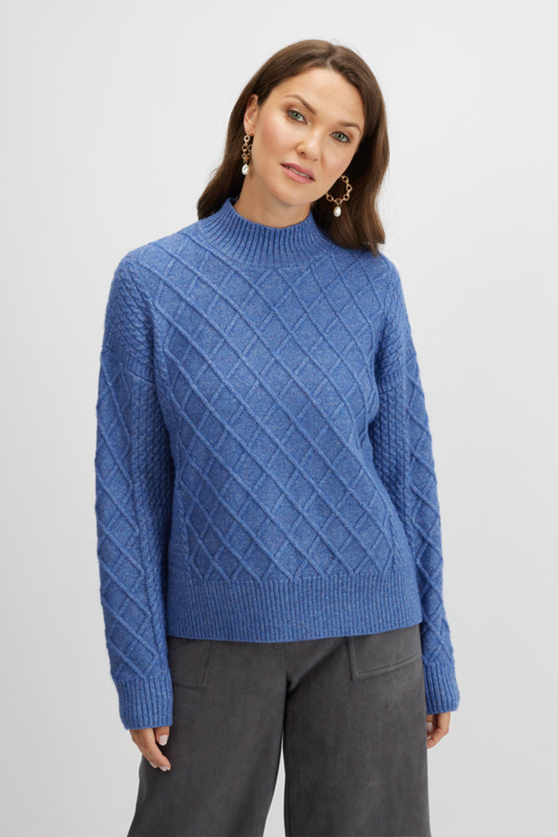 Mock Neck Cable Knit Sweater