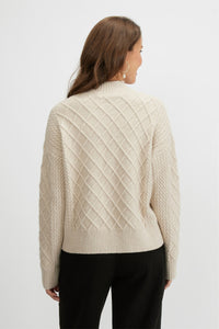 Mock Neck Cable Knit Sweater