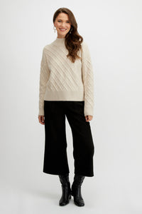 Mock Neck Cable Knit Sweater