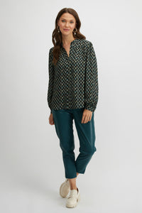 Woven Printed Blouse w/ Buttons