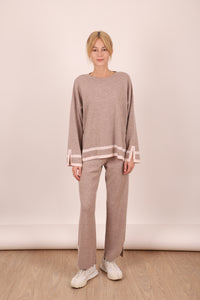 Crew Neck w/ Trim Detail Flare Sleeve