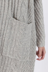 Birch Long Cardigan w/ cable Detail