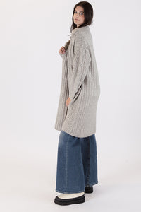 Birch Long Cardigan w/ cable Detail
