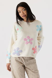 Jody Lightweight Sweater w/ Coloured Flower Print