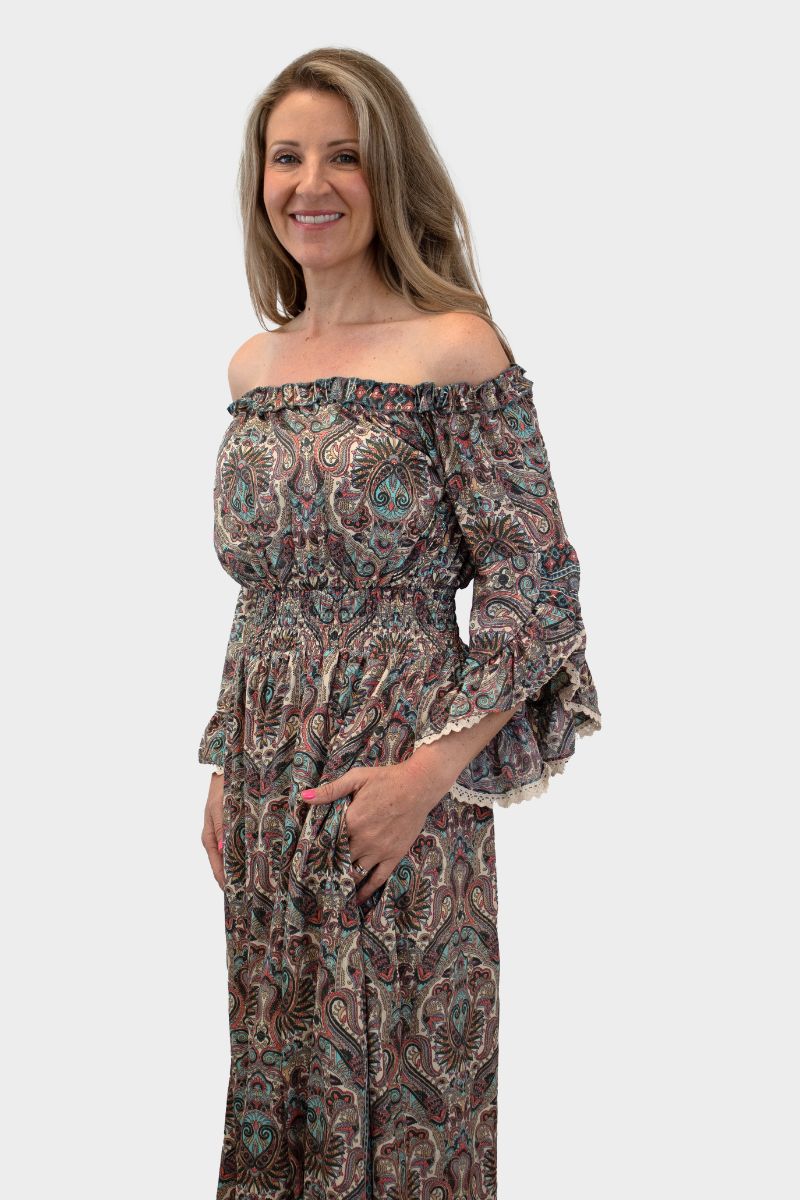 Off Shoulder Dress w/ Lace Detail