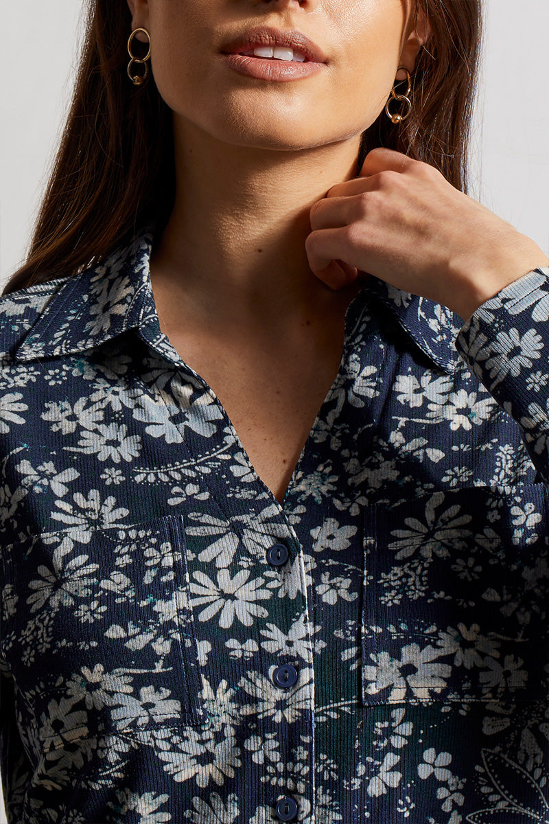 Rib Knit Button-up Top