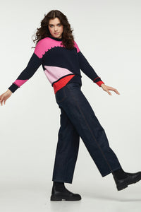 Intarsia Trim Sweater