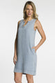 Sleeveless V-Neck Dress w/Pockets