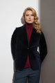 Velvet Button Front Blazer