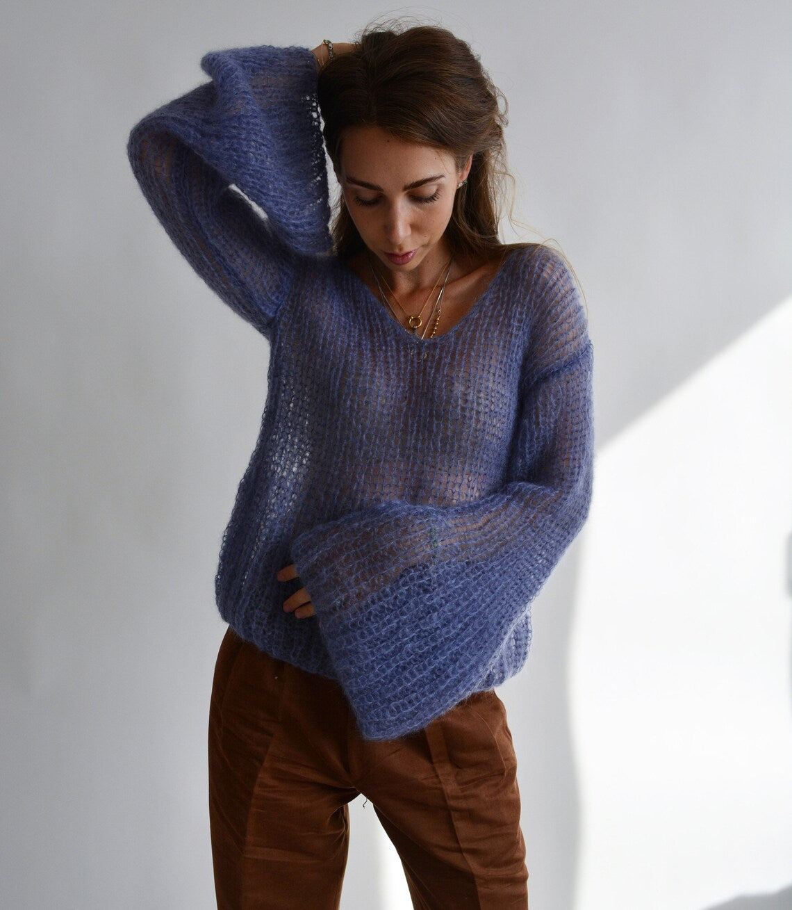 Boucle Knit Bell Sleeve Sweater