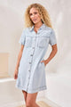 Denim Shirt Dress w/Pockets