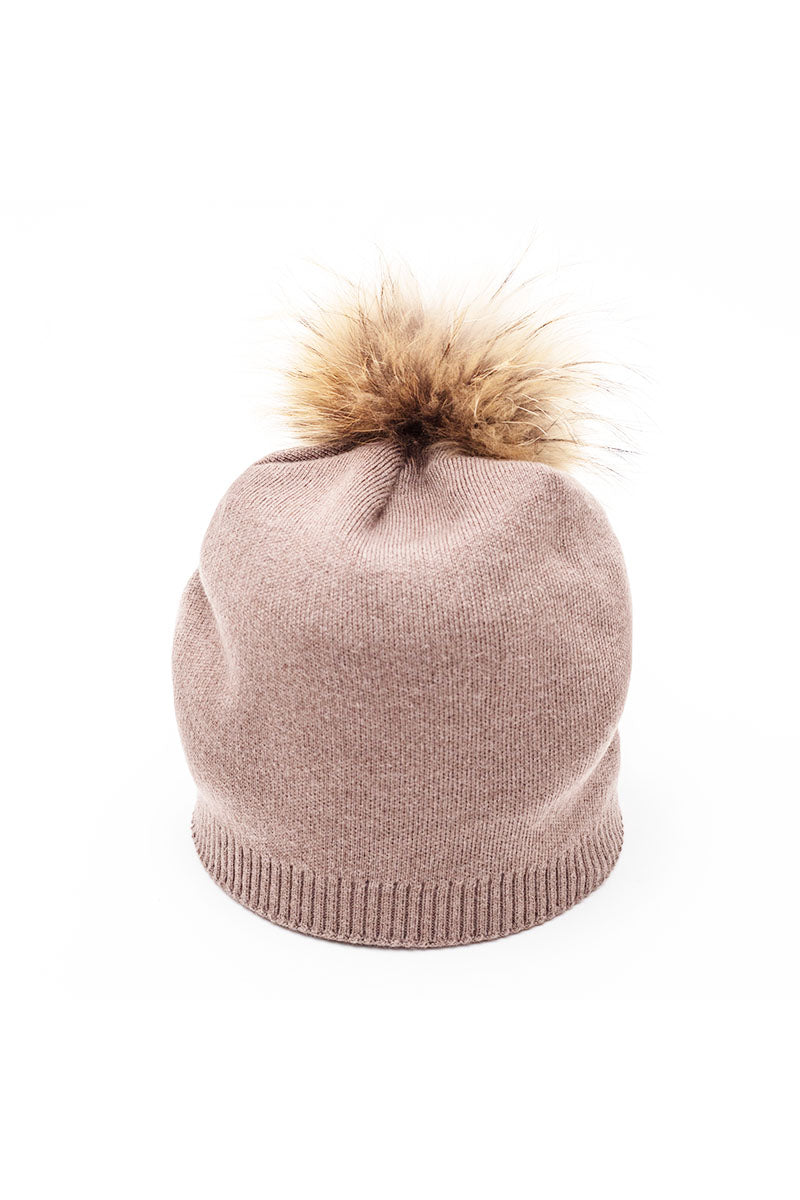 Lemonwood - Cashmere Blend Hat With Fur Pom