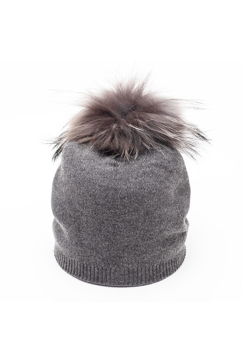 Lemonwood - Cashmere Blend Hat With Fur Pom