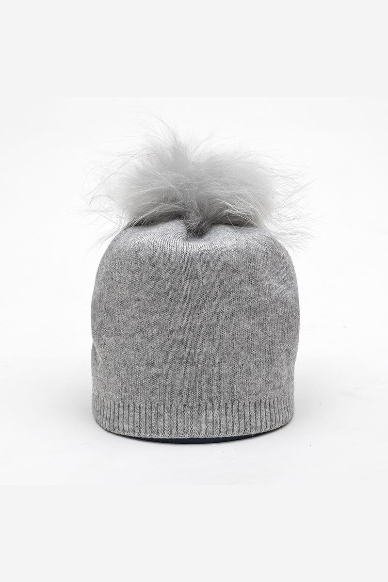 Lemonwood - Cashmere Blend Hat With Fur Pom