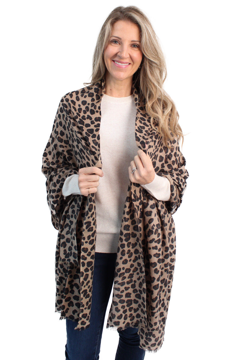 Cashmere Leopard Print Scarf LEMONWOOD