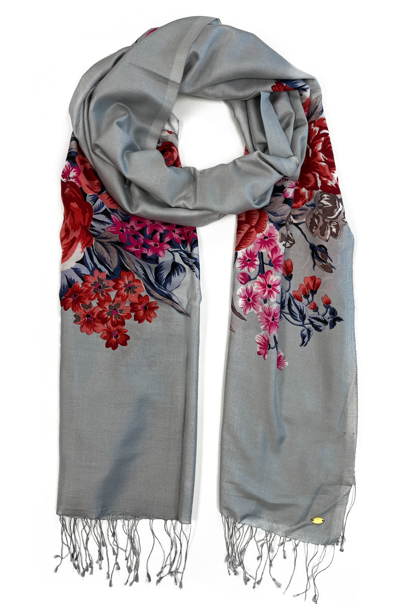 Silk Floral Bouquet Scarf
