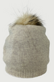 Cashmere Blend Hat w/ Fur Pom