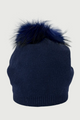 Cashmere Blend Hat w/ Fur Pom